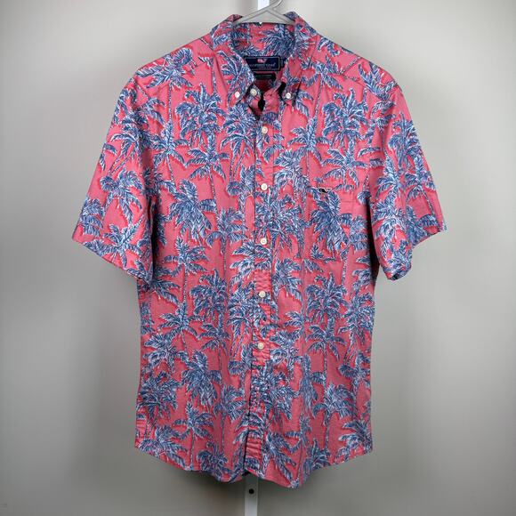 Vineyard Vines Classic Fit Short Sleeve Button Up Hawaiian Shirt Men's Medium - Picture 2 of 7